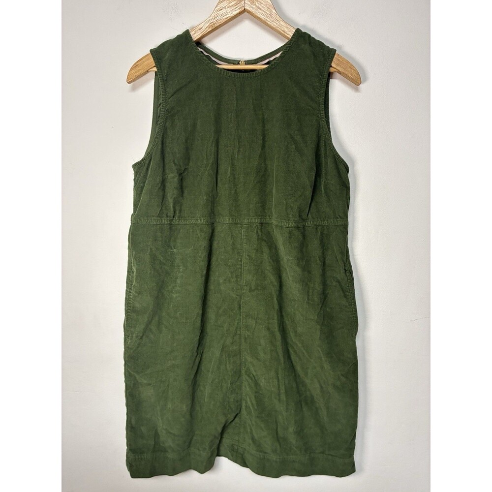 Boden Green Corduroy Jumper Dress Womens Size 14 Pockets Preppy Retro